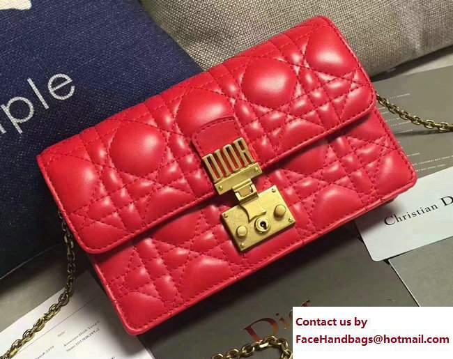 Dior Dioraddict Wallet on Chain Clutch Bag in Cannage Lambskin Red 2017