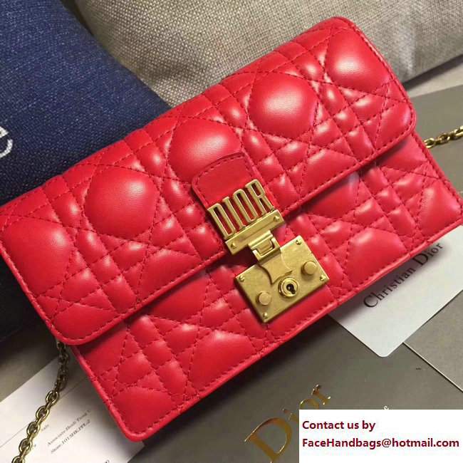 Dior Dioraddict Wallet on Chain Clutch Bag in Cannage Lambskin Red 2017