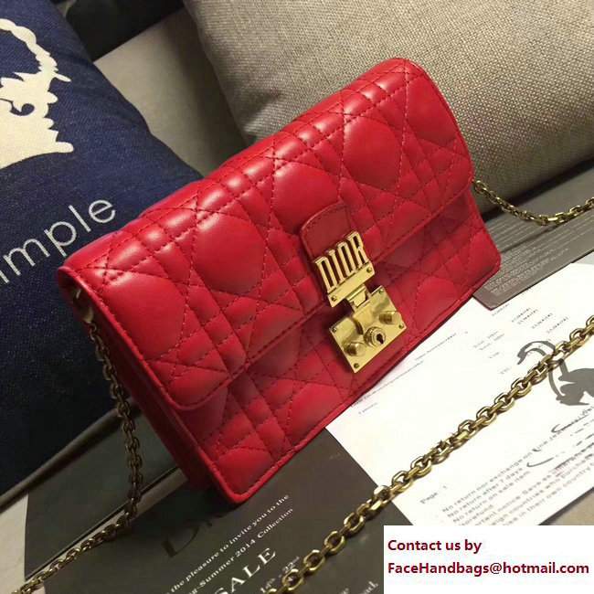 Dior Dioraddict Wallet on Chain Clutch Bag in Cannage Lambskin Red 2017 - Click Image to Close