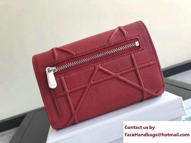 Dior Diorama Grained Calfskin Elancee Wallet Red 2017 - Click Image to Close