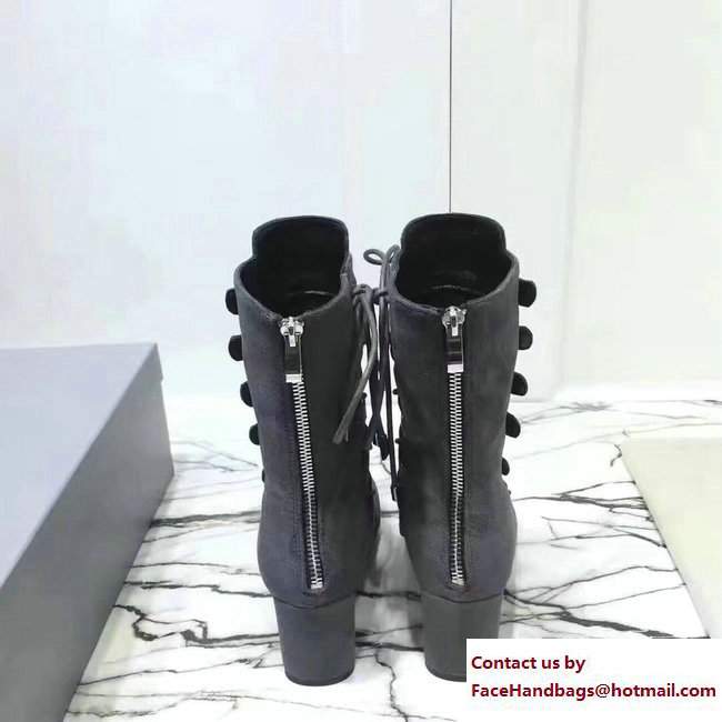 Dior Heel 6cm Lace Suede Ankle Boots Gray 2017