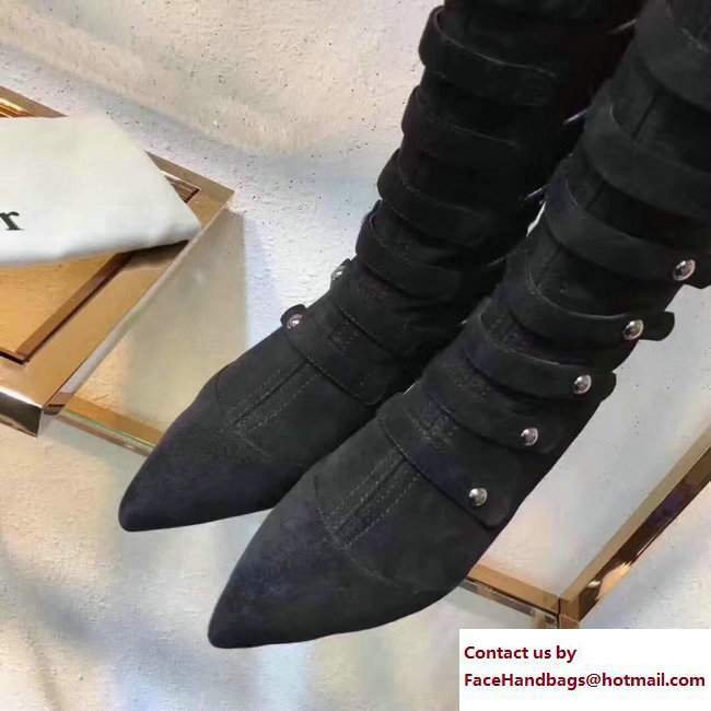 Dior Heel 6cm Lace Suede Long Boots Black 2017