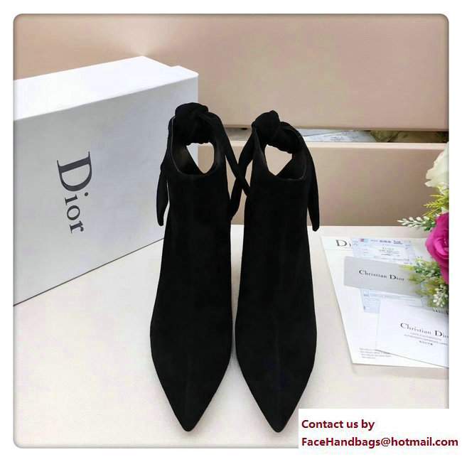 Dior Heel 9cm Tied At The Back Ankle Boots Suede Black 2017