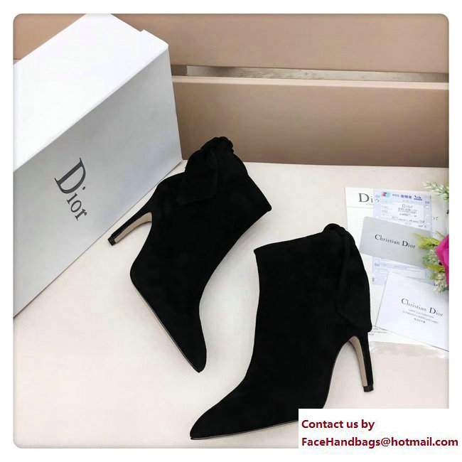 Dior Heel 9cm Tied At The Back Ankle Boots Suede Black 2017