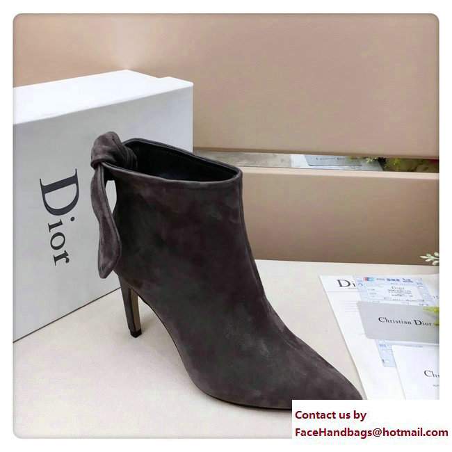 Dior Heel 9cm Tied At The Back Ankle Boots Suede Gray 2017