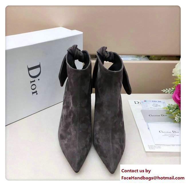 Dior Heel 9cm Tied At The Back Ankle Boots Suede Gray 2017 - Click Image to Close