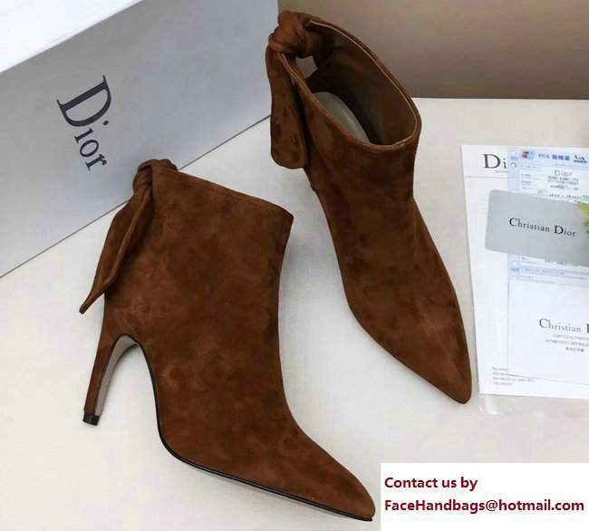 Dior Heel 9cm Tied At The Back Ankle Boots Suede Tan 2017