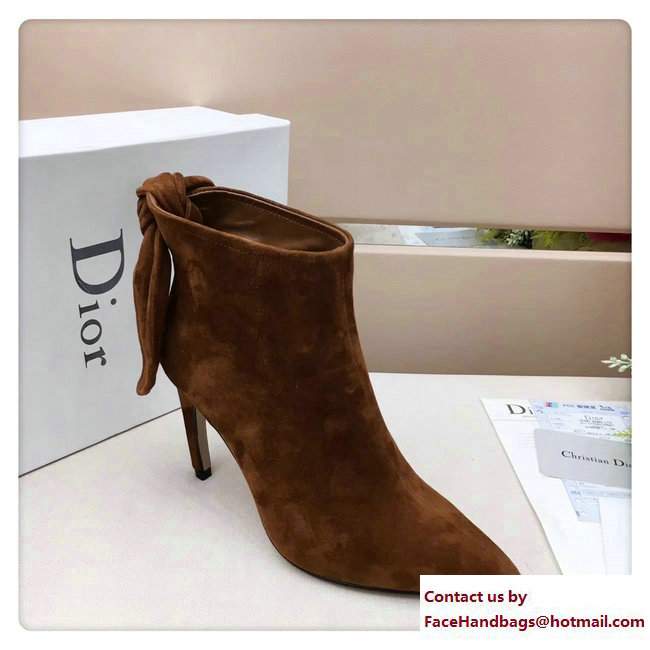 Dior Heel 9cm Tied At The Back Ankle Boots Suede Tan 2017