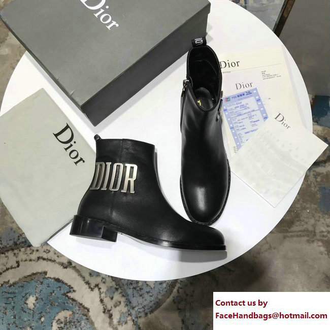 Dior J'adior Adorned With Metallic D.I.O.R Logo Ankle Boots Black 2017 - Click Image to Close