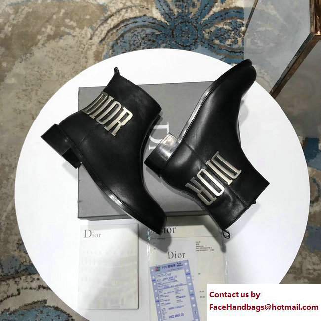 Dior J'adior Adorned With Metallic D.I.O.R Logo Ankle Boots Black 2017 - Click Image to Close