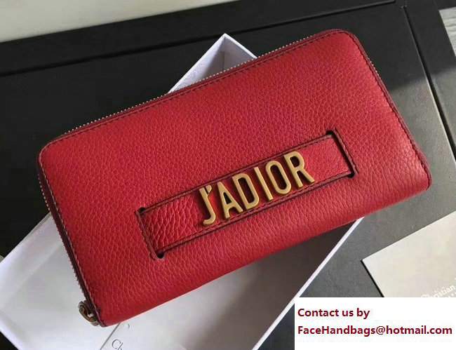 Dior J'adior Voyageur Croisiere Wallet Grained Red 2017