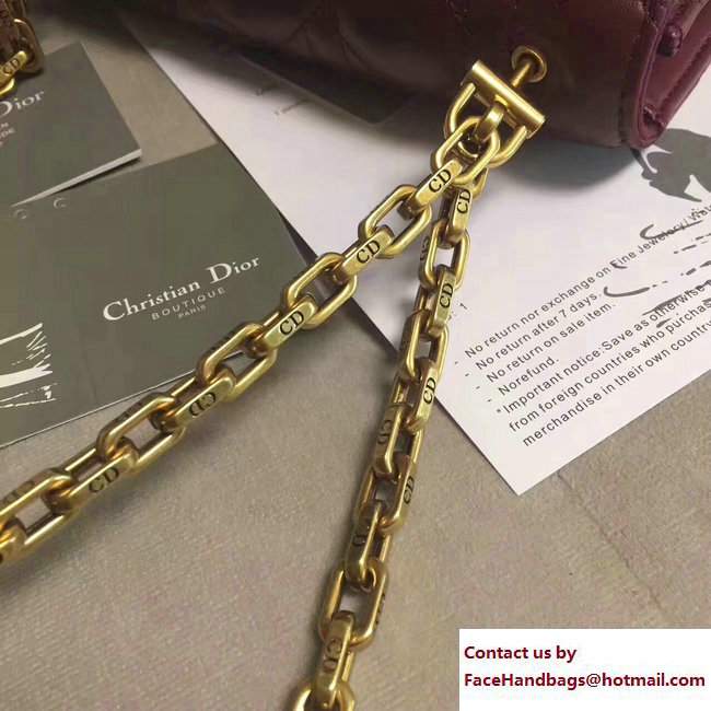 Dior Mini Dioraddict Flap Bag in Cannage Lambskin Burgundy 2017 - Click Image to Close