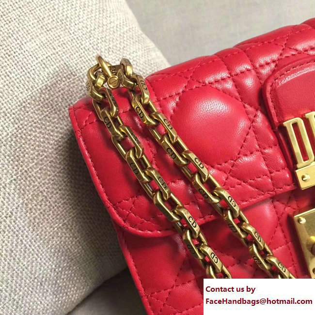 Dior Mini Dioraddict Flap Bag in Cannage Lambskin Red 2017