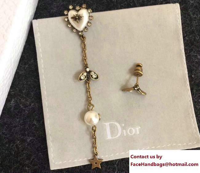 Dior White Heart Bee and Star Earrings 2017