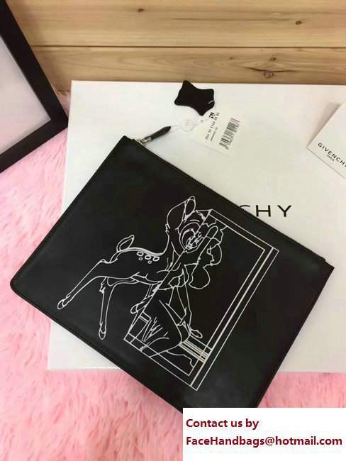 Givenchy Clutch Pouch Bag Bambi Print Black 2017