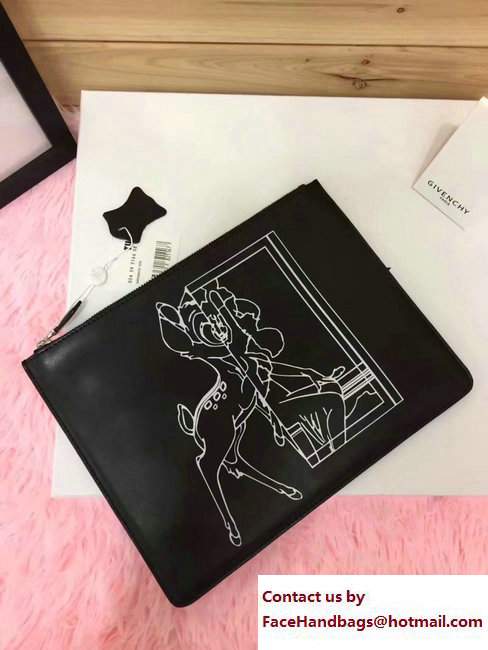 Givenchy Clutch Pouch Bag Bambi Print Black 2017 - Click Image to Close