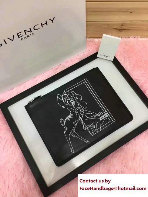 Givenchy Clutch Pouch Bag Bambi Print Black 2017