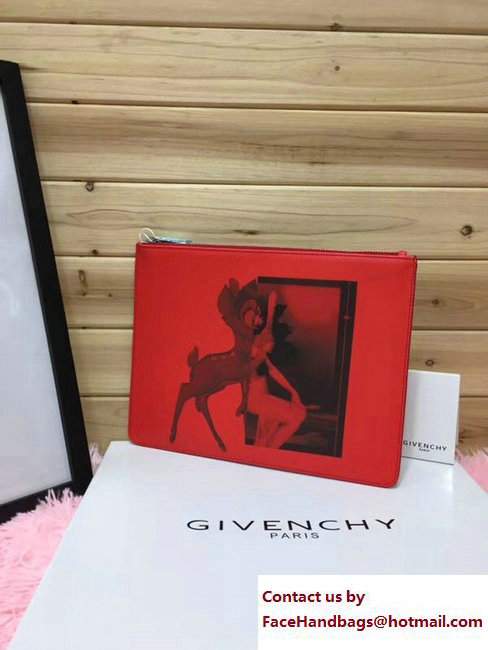 Givenchy Clutch Pouch Bag Bambi Red 2017