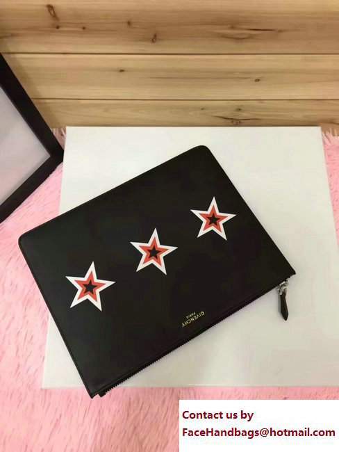 Givenchy Clutch Pouch Bag Black/Red/White Star Black 2017 - Click Image to Close