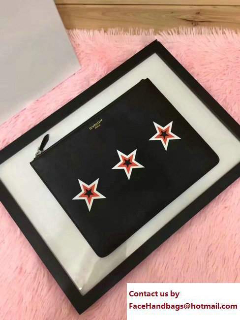 Givenchy Clutch Pouch Bag Black/Red/White Star Black 2017 - Click Image to Close