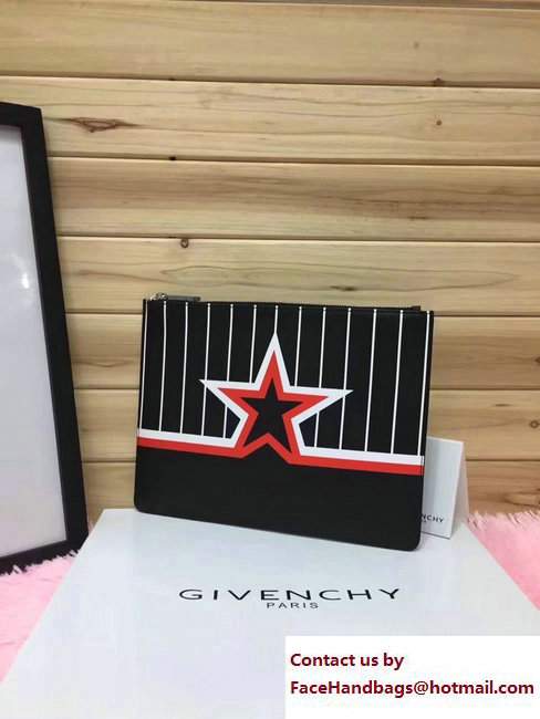Givenchy Clutch Pouch Bag Black/Red/White Star and Stripe Black 2017