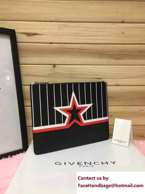 Givenchy Clutch Pouch Bag Black/Red/White Star and Stripe Black 2017 - Click Image to Close