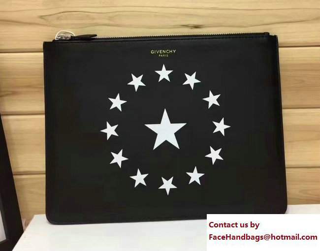 Givenchy Clutch Pouch Bag Circle White Star Black 2017 - Click Image to Close
