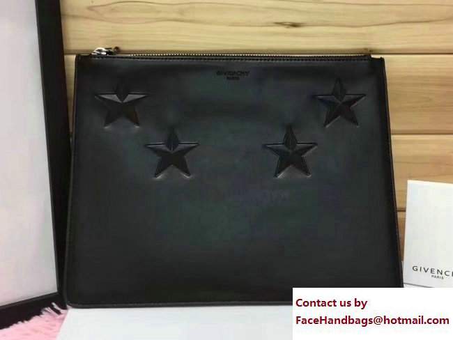 Givenchy Clutch Pouch Bag Four Embossed Star Black 2017 - Click Image to Close