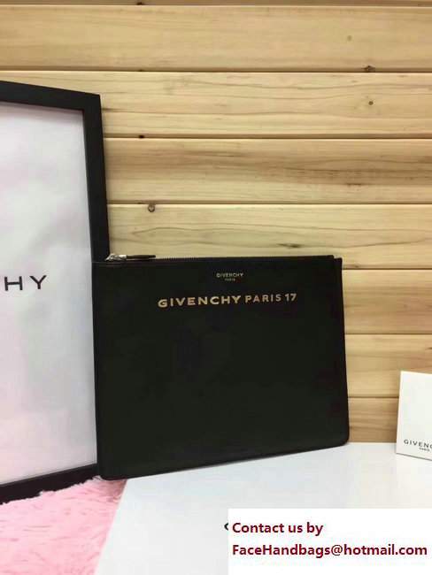 Givenchy Clutch Pouch Bag Gold Logo Black 2017
