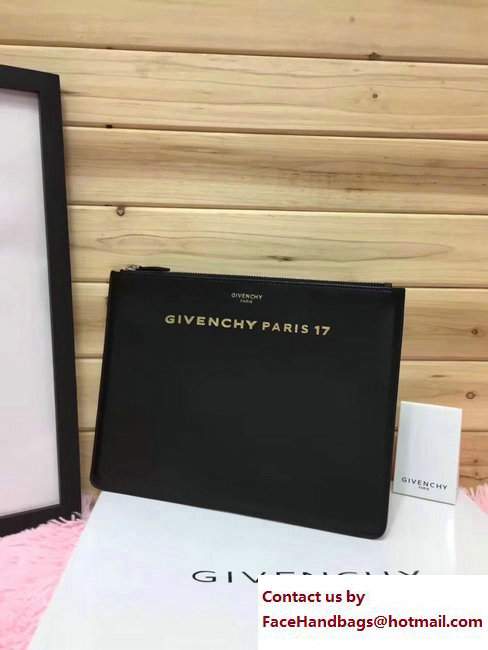Givenchy Clutch Pouch Bag Gold Logo Black 2017