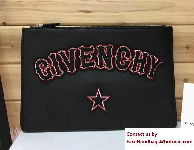 Givenchy Clutch Pouch Bag Gothic Logo Patches 2017 - Click Image to Close