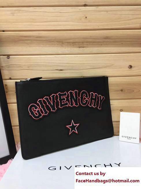 Givenchy Clutch Pouch Bag Gothic Logo Patches 2017