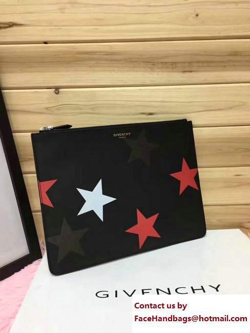 Givenchy Clutch Pouch Bag Gray/Red/White Star Black 2017
