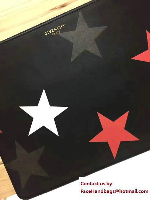 Givenchy Clutch Pouch Bag Gray/Red/White Star Black 2017 - Click Image to Close