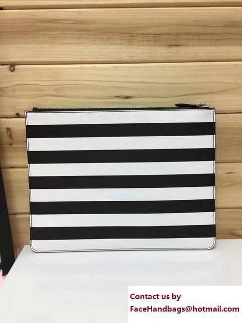 Givenchy Clutch Pouch Bag Horizontal White Stripe Black 2017