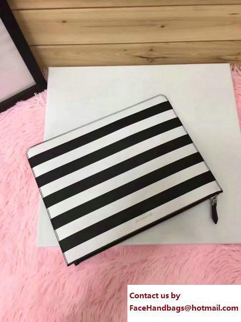Givenchy Clutch Pouch Bag Horizontal White Stripe Black 2017 - Click Image to Close