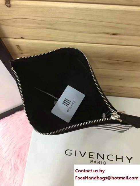Givenchy Clutch Pouch Bag Horizontal White Stripe Black 2017