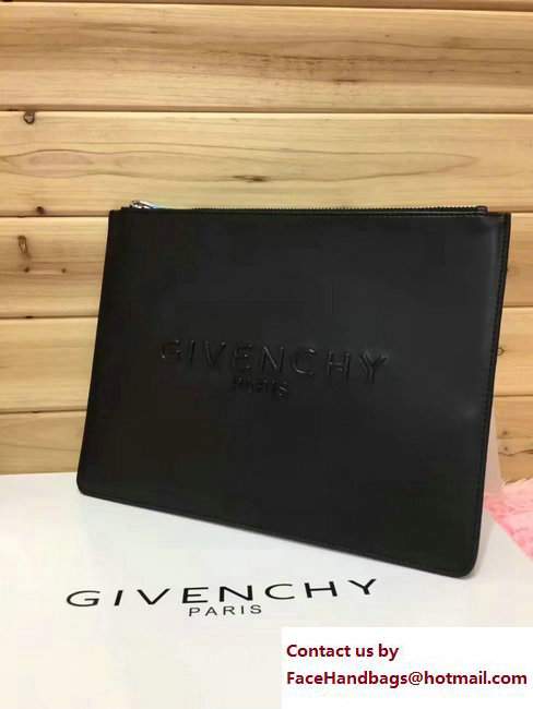 Givenchy Clutch Pouch Bag Logo Embossed Black 2017 - Click Image to Close