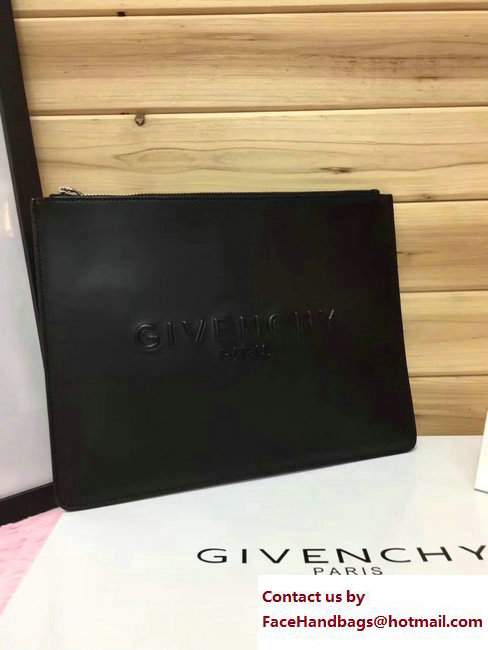 Givenchy Clutch Pouch Bag Logo Embossed Black 2017