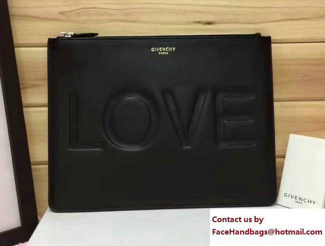 Givenchy Clutch Pouch Bag Love Embossed Black 2017