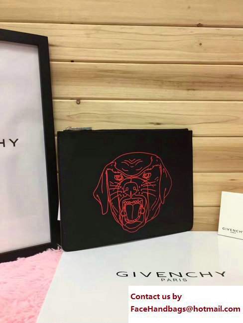 Givenchy Clutch Pouch Bag Red Rottweiler Print Black 2017