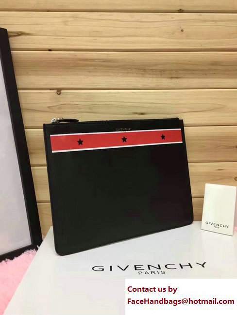 Givenchy Clutch Pouch Bag Red/White Stripe and Star Black 2017