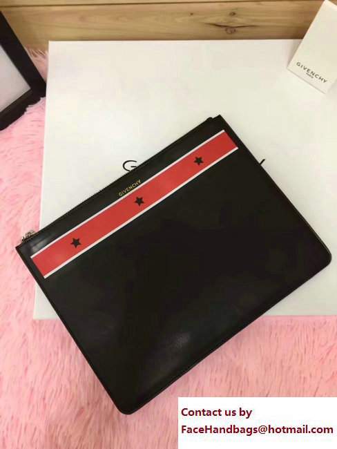 Givenchy Clutch Pouch Bag Red/White Stripe and Star Black 2017