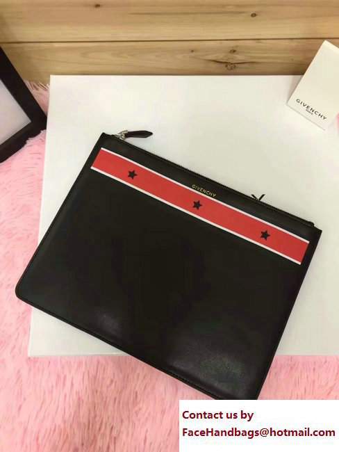 Givenchy Clutch Pouch Bag Red/White Stripe and Star Black 2017 - Click Image to Close