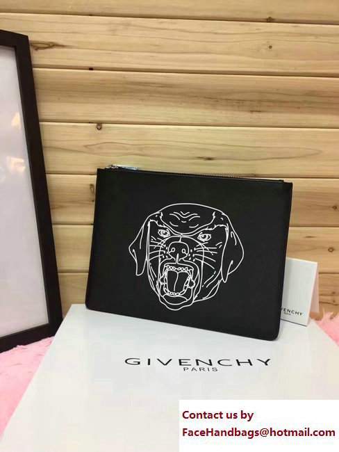Givenchy Clutch Pouch Bag Rottweiler Print Black 2017