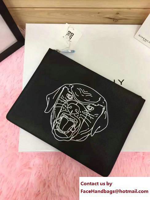 Givenchy Clutch Pouch Bag Rottweiler Print Black 2017