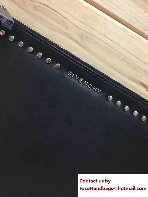 Givenchy Clutch Pouch Bag Studded Flat Black 2017