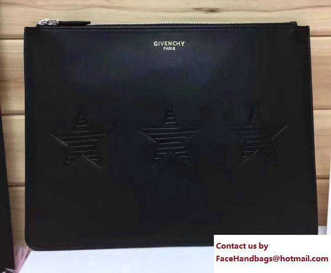 Givenchy Clutch Pouch Bag Three Embossed Star Black 2017 - Click Image to Close