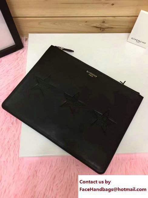 Givenchy Clutch Pouch Bag Three Embossed Star Black 2017