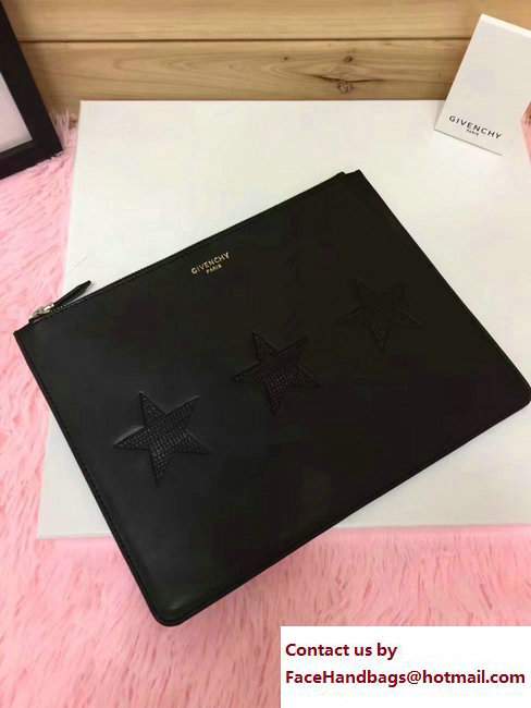 Givenchy Clutch Pouch Bag Three Embossed Star Black 2017